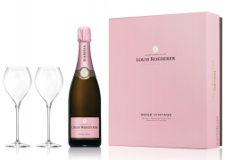 Шампанско Луи Рьодерер Розе Брут винтидж Шампан 0.75 л в Подаръчна Кутия с 2 Чаши