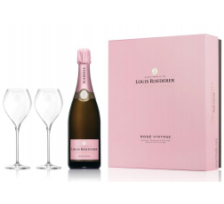 Шампанско Луи Рьодерер Розе Брут винтидж Шампан 0.75 л в Подаръчна Кутия с 2 Чаши