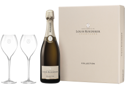 Шампанско Луи Рьодерер Кълекшън нон винтидж Шампан 0.75 л в Подаръчна Кутия с 2 Чаши