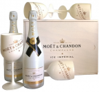 Шампанско Моет Шандон Айс Империал 2 х 0.75 л с Четири Чаши в Дървено Сандъче